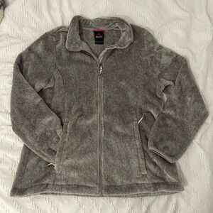 Gerry Fleece Jacket Womens XL Gray Full Zip Outdoors Hiking Camping Gorp EUC